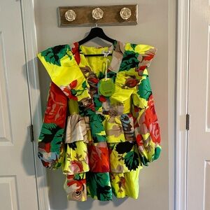 Long Sleeve Dressy Floral Multicolor Dress